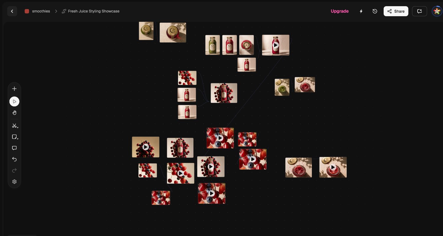 Magnific AI node canvas — Fresh Juice Styling Showcase